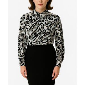 Christian Siriano/Lane Bryant Snow Leopard Print Button Front Blouse Size 18-20